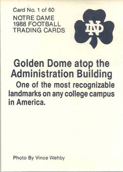 1988 Notre Dame Fighting Irish #1 Golden Dome Back
