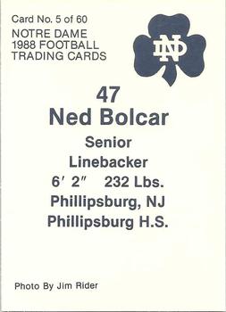 1988 Notre Dame Fighting Irish #5 Ned Bolcar Back