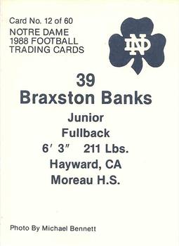 1988 Notre Dame Fighting Irish #12 Braxston Banks Back