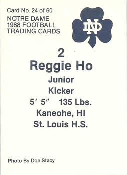 1988 Notre Dame Fighting Irish #24 Reggie Ho Back