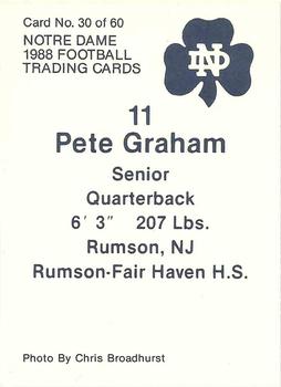 1988 Notre Dame Fighting Irish #30 Pete Graham Back