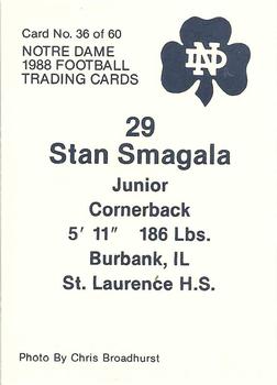 1988 Notre Dame Fighting Irish #36 Stan Smagala Back