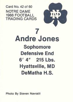 1988 Notre Dame Fighting Irish #42 Andre Jones Back