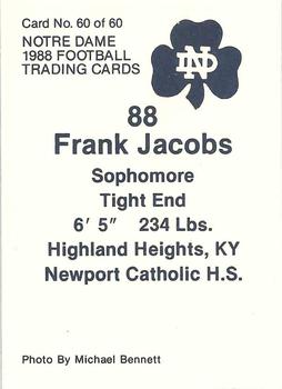 1988 Notre Dame Fighting Irish #60 Frank Jacobs Back