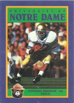 1988 Notre Dame Fighting Irish Smokey #NNO Anthony Johnson Front