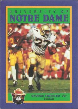 1988 Notre Dame Fighting Irish Smokey #NNO George Streeter Front