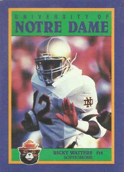 1988 Notre Dame Fighting Irish Smokey #NNO Ricky Watters Front
