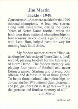 1989 Notre Dame Fighting Irish: 1935-59 #3 Jim Martin Back