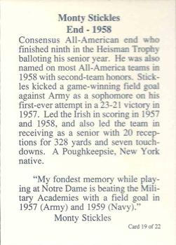 1989 Notre Dame Fighting Irish: 1935-59 #19 Monty Stickles Back