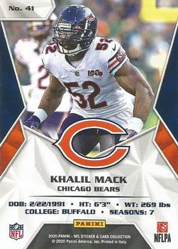 2020 Panini Sticker & Card Collection - Cards #41 Khalil Mack Back