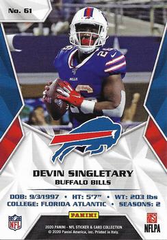 2020 Panini Sticker & Card Collection - Cards #61 Devin Singletary Back
