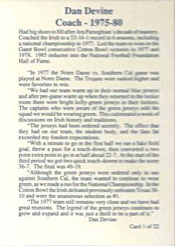 1989 Notre Dame Fighting Irish: 1964-87 #1 Dan Devine Back
