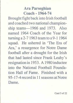 1989 Notre Dame Fighting Irish: 1964-87 #5 Ara Parseghian Back