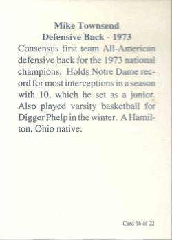 1989 Notre Dame Fighting Irish: 1964-87 #16 Mike Townsend Back