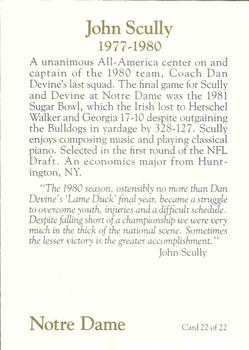 1990 Notre Dame Fighting Irish Greats #22 John Scully Back