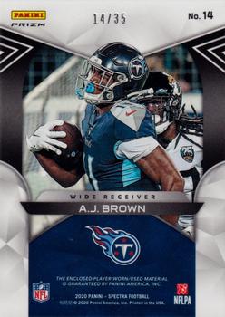 2020 Panini Spectra - Max Impact Neon Blue #14 A.J. Brown Back