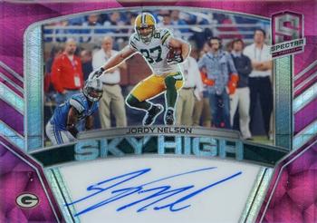 2020 Panini Spectra - Sky High Signatures Neon Pink #SHS-JN Jordy Nelson Front