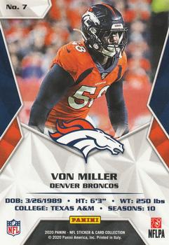 2020 Panini Sticker & Card Collection - Cards Blue #7 Von Miller Back