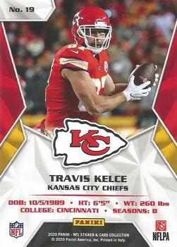 2020 Panini Sticker & Card Collection - Cards Blue #19 Travis Kelce Back