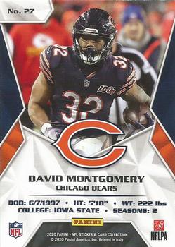 2020 Panini Sticker & Card Collection - Cards Blue #27 David Montgomery Back