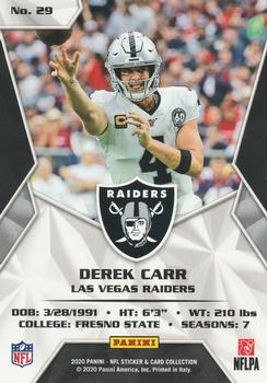 2020 Panini Sticker & Card Collection - Cards Blue #29 Derek Carr Back
