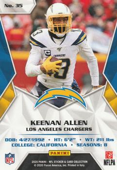2020 Panini Sticker & Card Collection - Cards Blue #35 Keenan Allen Back