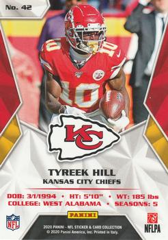 2020 Panini Sticker & Card Collection - Cards Blue #42 Tyreek Hill Back