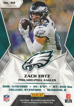 2020 Panini Sticker & Card Collection - Cards Blue #44 Zach Ertz Back