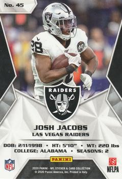 2020 Panini Sticker & Card Collection - Cards Blue #45 Josh Jacobs Back