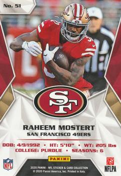2020 Panini Sticker & Card Collection - Cards Blue #51 Raheem Mostert Back