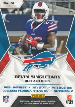 2020 Panini Sticker & Card Collection - Cards Blue #61 Devin Singletary Back