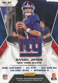 2020 Panini Sticker & Card Collection - Cards Blue #63 Daniel Jones Back
