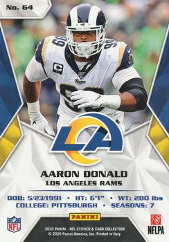 2020 Panini Sticker & Card Collection - Cards Blue #64 Aaron Donald Back