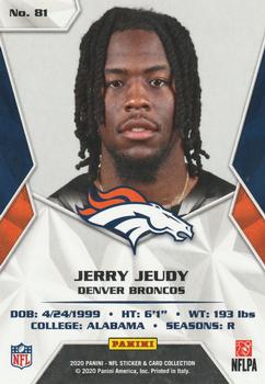 2020 Panini Sticker & Card Collection - Cards Blue #81 Jerry Jeudy Back