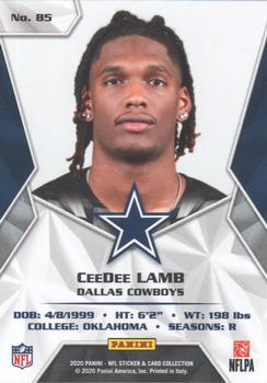 2020 Panini Sticker & Card Collection - Cards Blue #85 CeeDee Lamb Back