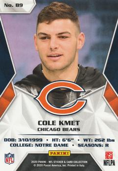 2020 Panini Sticker & Card Collection - Cards Blue #89 Cole Kmet Back