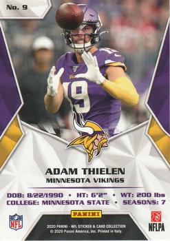 2020 Panini Sticker & Card Collection - Cards Gold #9 Adam Thielen Back