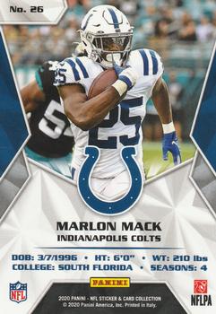 2020 Panini NFL Sticker & Card Collection - Cards Gold #26 Marlon Mack Back