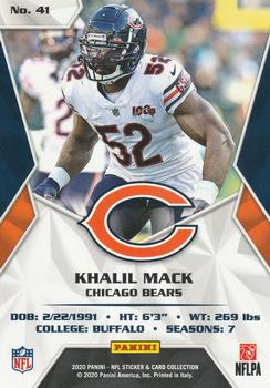 2020 Panini NFL Sticker & Card Collection - Cards Gold #41 Khalil Mack Back