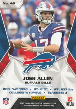 2020 Panini Sticker & Card Collection - Cards Gold #46 Josh Allen Back