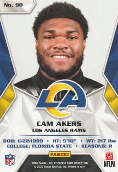 2020 Panini NFL Sticker & Card Collection - Cards Gold #98 Cam Akers Back