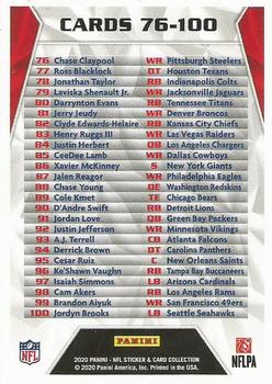 2020 Panini Sticker & Card Collection - Card Checklists #NNO Checklist: 76-100 Front