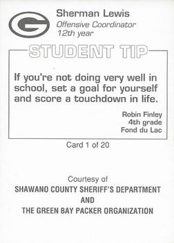 1994 Green Bay Packers Police - Shawano County Sheriffs Department #1 Sherman Lewis Back