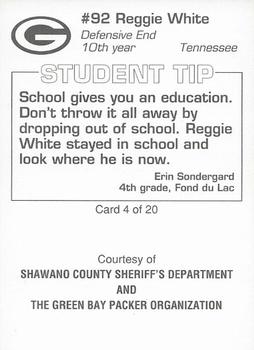 1994 Green Bay Packers Police - Shawano County Sheriffs Department #4 Reggie White Back