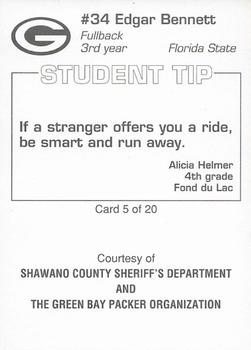 1994 Green Bay Packers Police - Shawano County Sheriffs Department #5 Edgar Bennett Back
