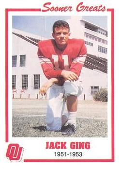 1988 Oklahoma Sooners Greats #7 Jack Ging Front