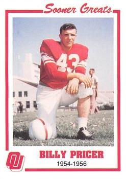 1988 Oklahoma Sooners Greats #19 Billy Pricer Front
