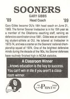 1989 Oklahoma Sooners Police #NNO Gary Gibbs Back