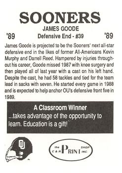 1989 Oklahoma Sooners Police #NNO James Goode Back