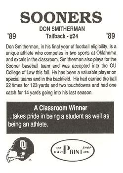 1989 Oklahoma Sooners Police #NNO Don Smitherman Back